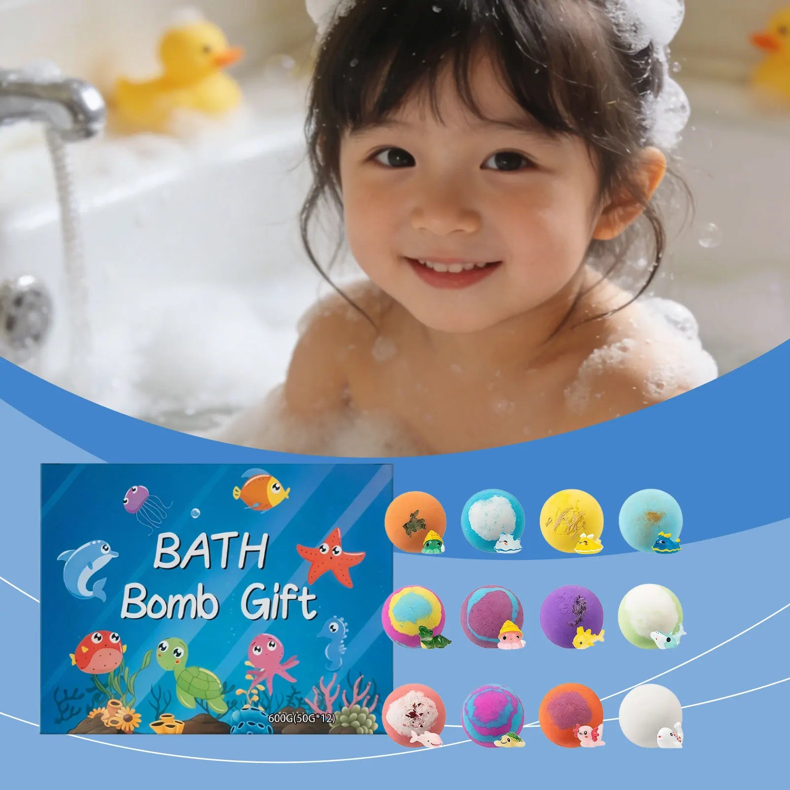 Kids Bath Bombs Inside Hidden Surprise Gentle Cleanse Colorful Rich Bubble Funny Relaxing Kid Bath Toys Children Shower Gift Set Peaceful Pleasures Health and Wellness