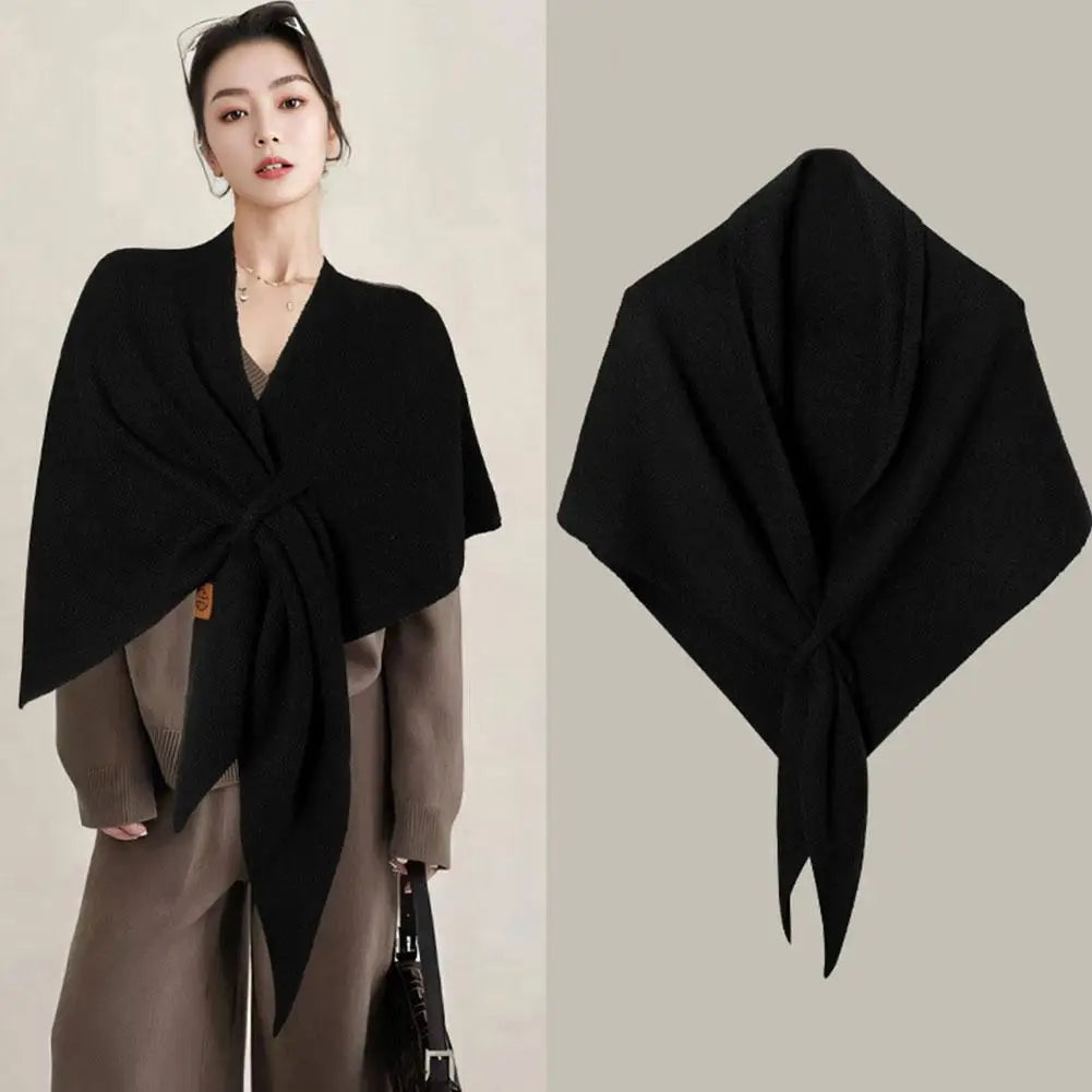 Women's Knitted Triangle Shawl Scarf – Warm Wool Blend Wrap Knitted Shawl Scarf Peaceful Pleasures Health and Wellness