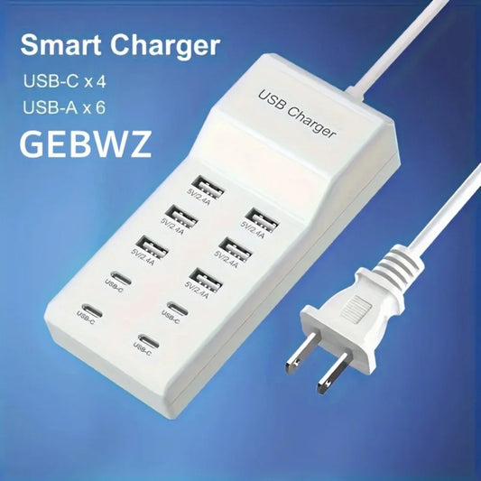 50W 10-Port USB Charging Station Hub | Fast Multi-Device Charger USB Charging Station Peaceful Pleasures Health and Wellness