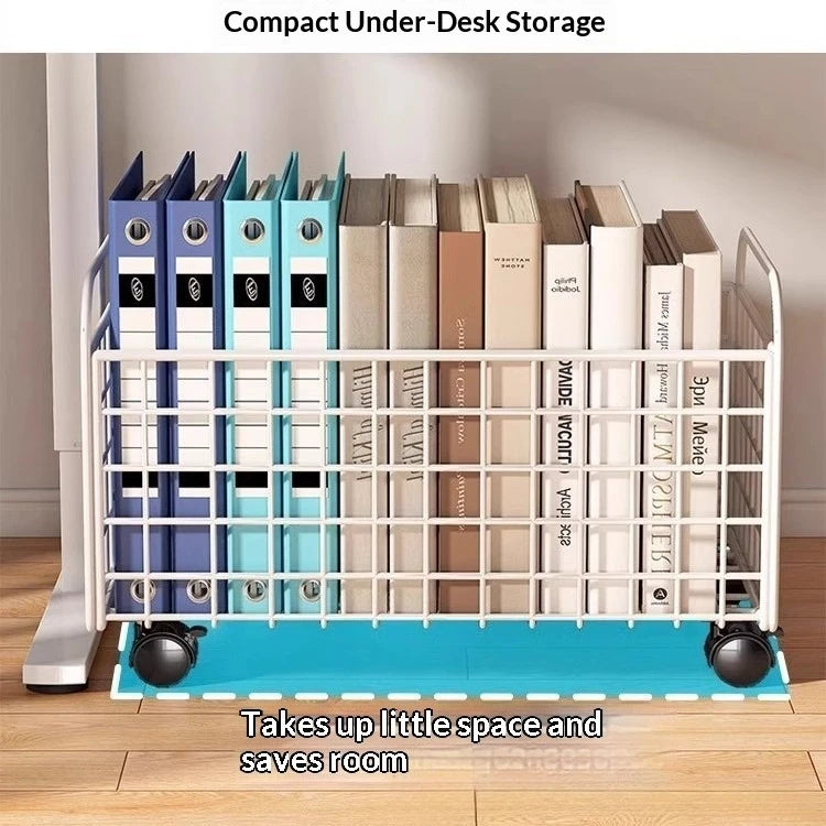Under Desk Book Organizer – Portable 360° Rotating Storage Box