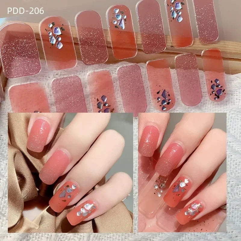 Self Adhesive Sparkling Glitter Full Cover Designer Art Nail Decoration Fashion Manicure Nail Stickers Peaceful Pleasures Health and Wellness PDD-206