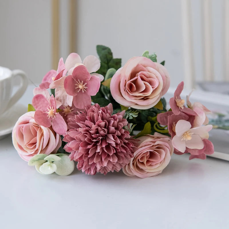 Silk Rose & Chrysanthemum Artificial Bouquet | Wedding & Decor