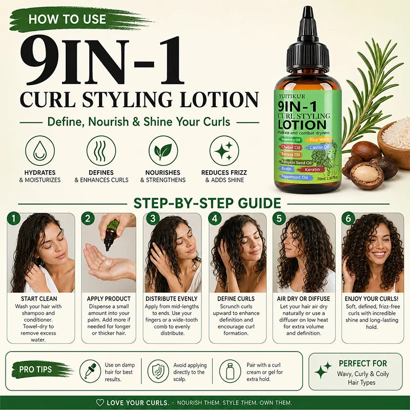 YUITIKUE 9-in-1 Curl Styling Lotion – Anti-Frizz & Hydrating Curl Styling Lotion Peaceful Pleasures Health and Wellness