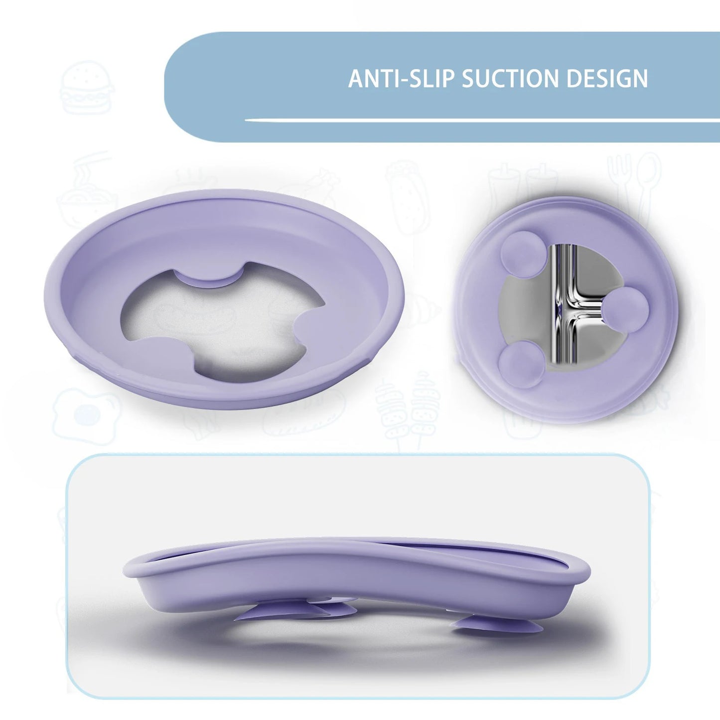 Stainless Steel Baby Suction Plate – BPA-Free, Detachable Silicone Suction Base, 9-Inch, Dishwasher Safe