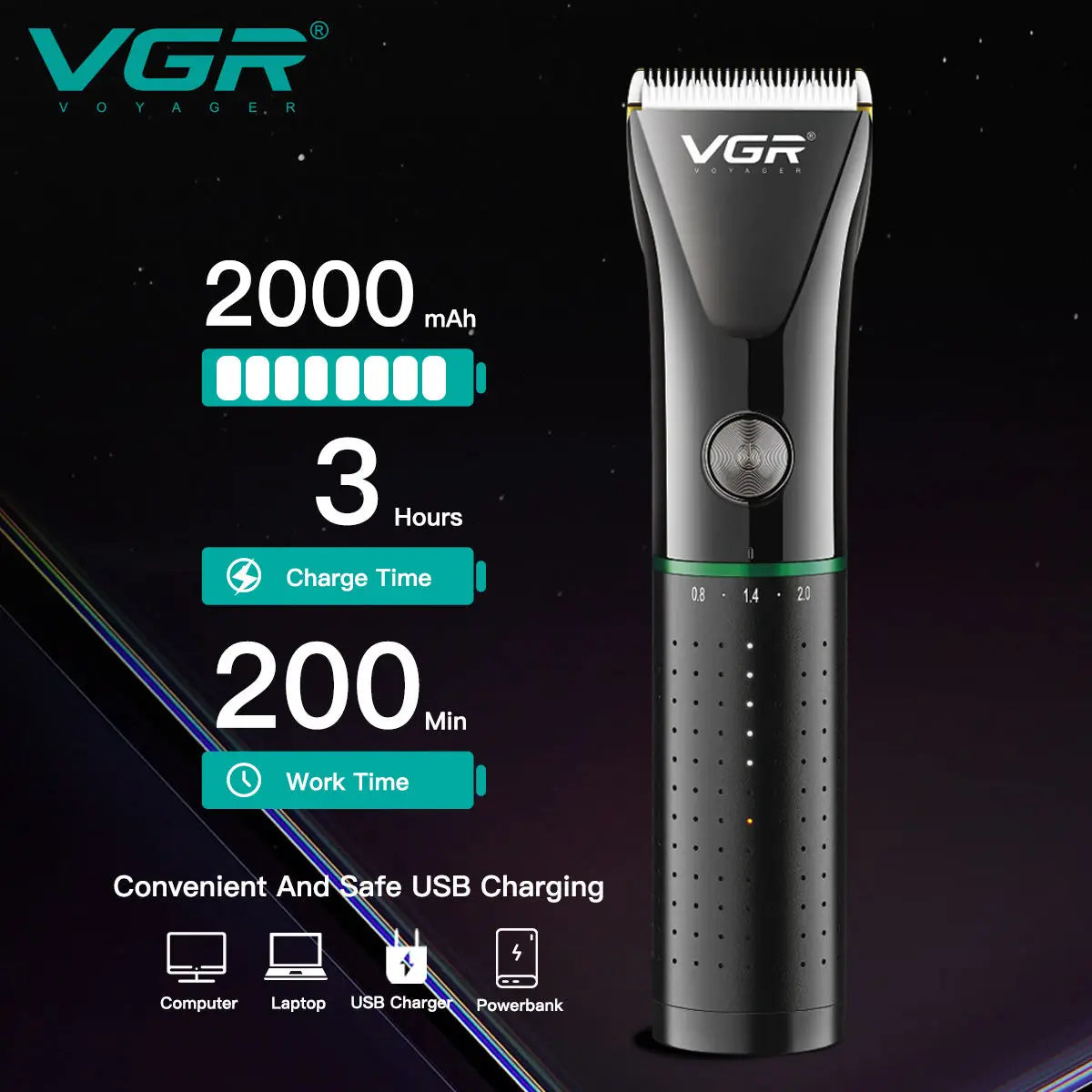 VGR 661 new hair clipper with metal body, hair trimmer for home use, carving pusher, USB dual-use, high battery life, electric c Peaceful Pleasures Health and Wellness