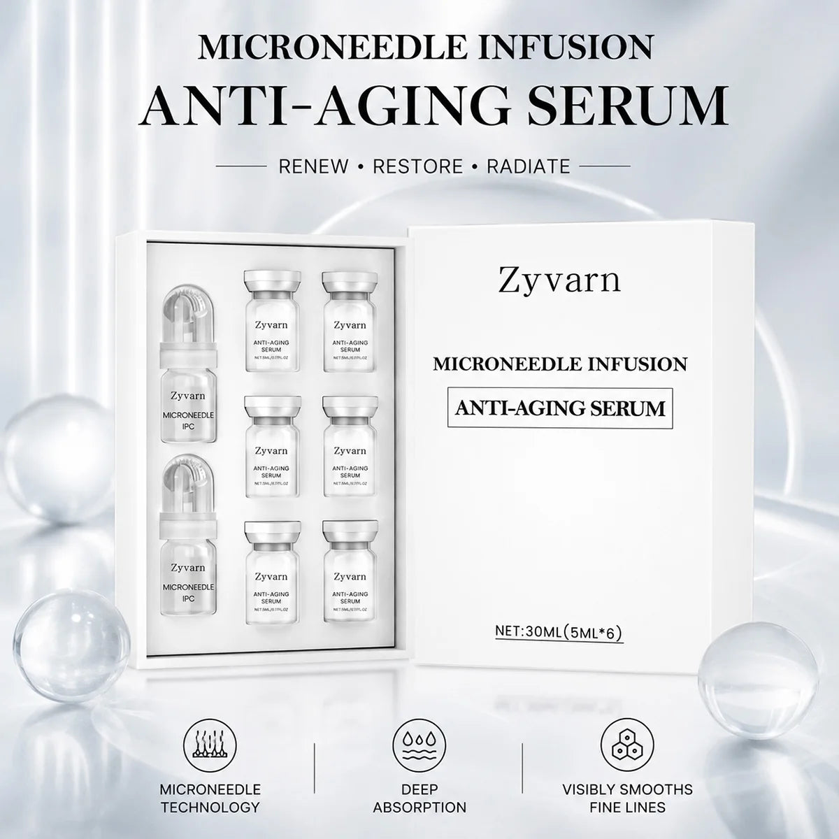 Microneedle Kit with Hyaluronic Acid & Collagen Serum | Face & Neck