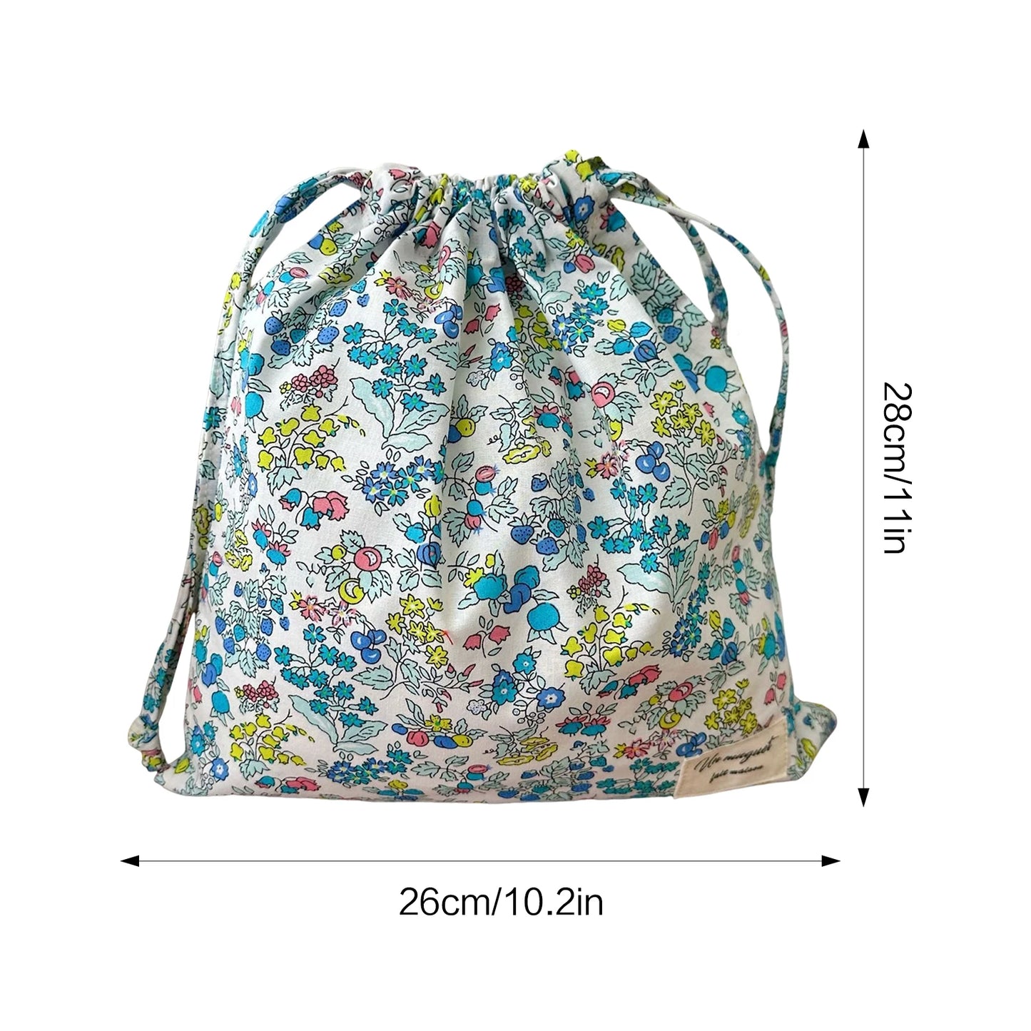 Floral Drawstring Bags Gift Bags Multi-functional Small Objects Storage Bag for Wedding Birthday Party Favors Peaceful Pleasures Health and Wellness