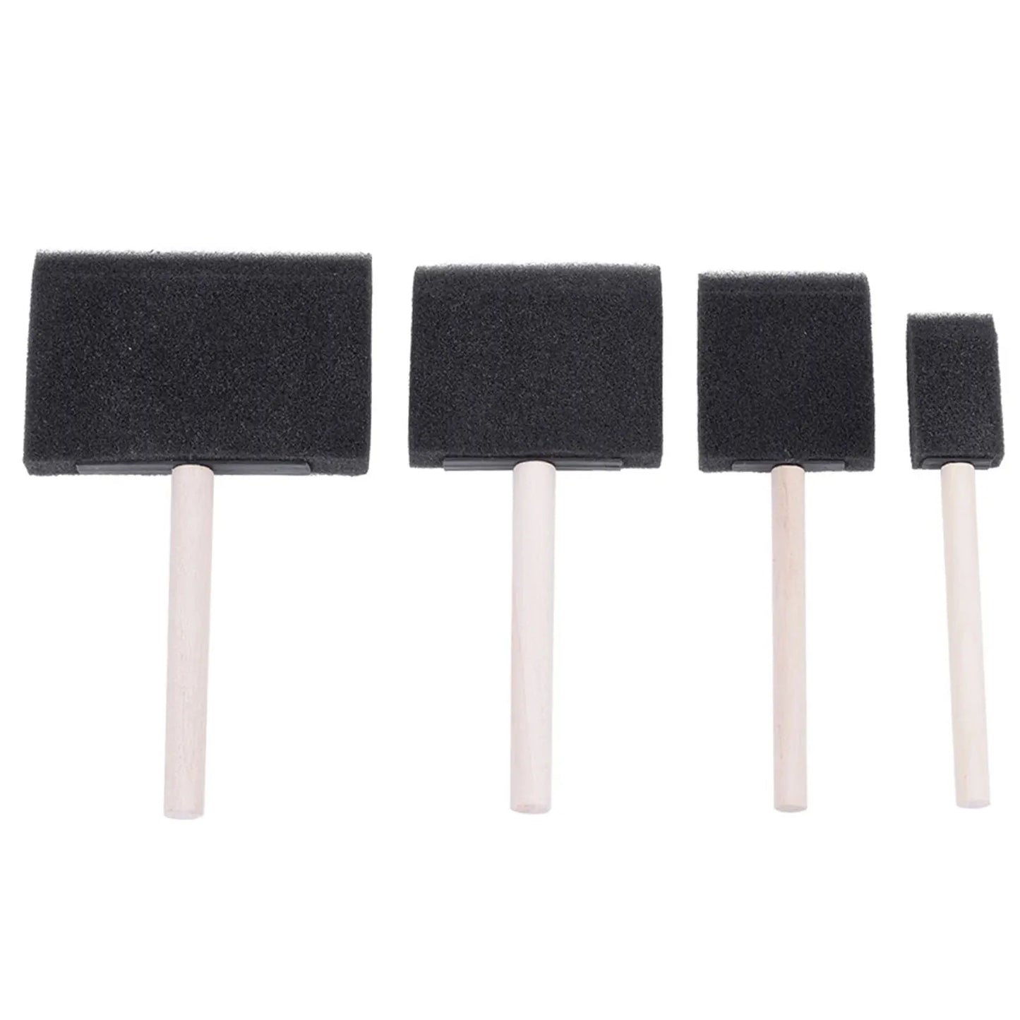 4-Piece Sponge Foam Paint Brush Set with Wooden Handle