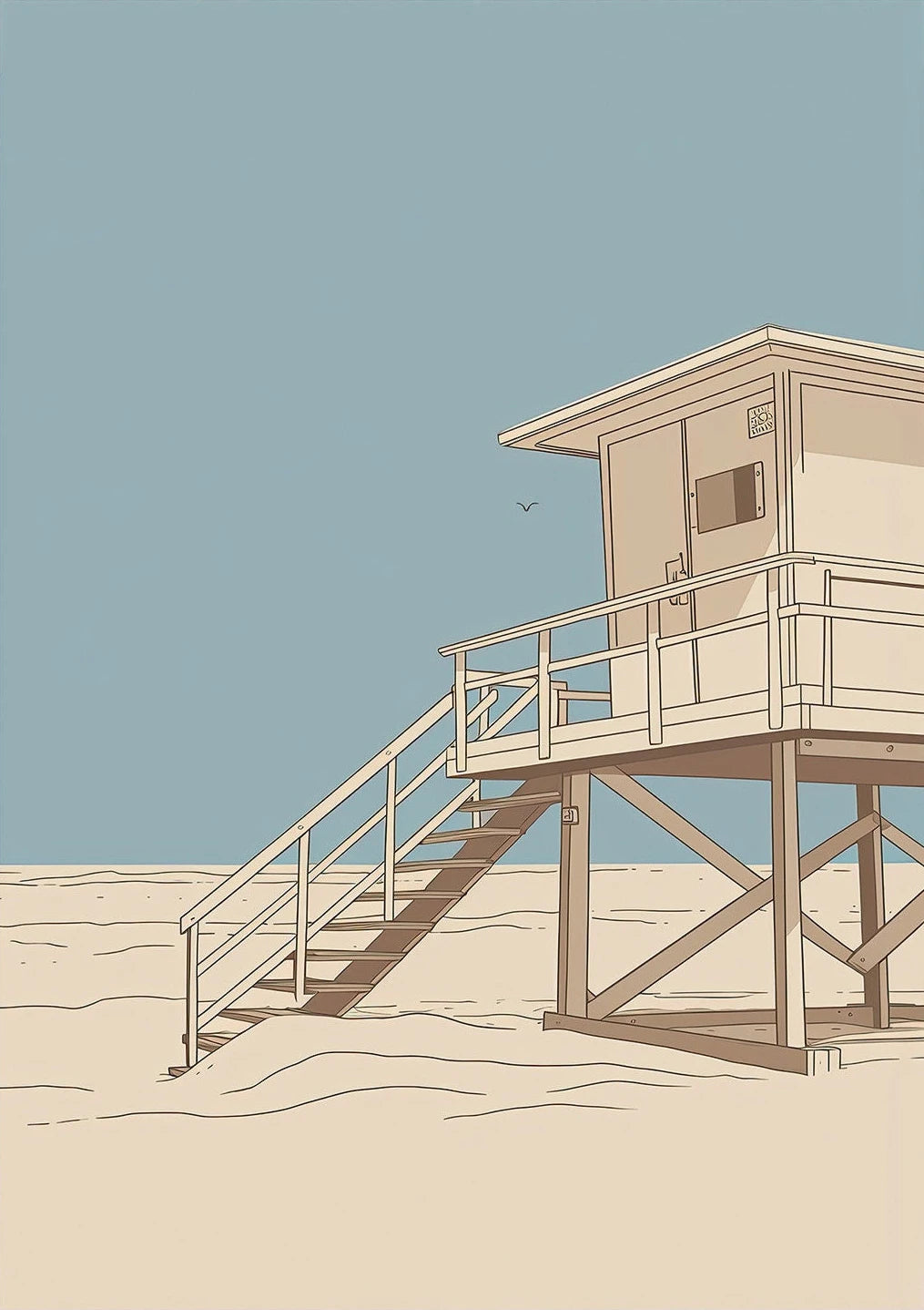 Vintage Beach Sea & Surf Canvas Wall Art | Minimalist Print