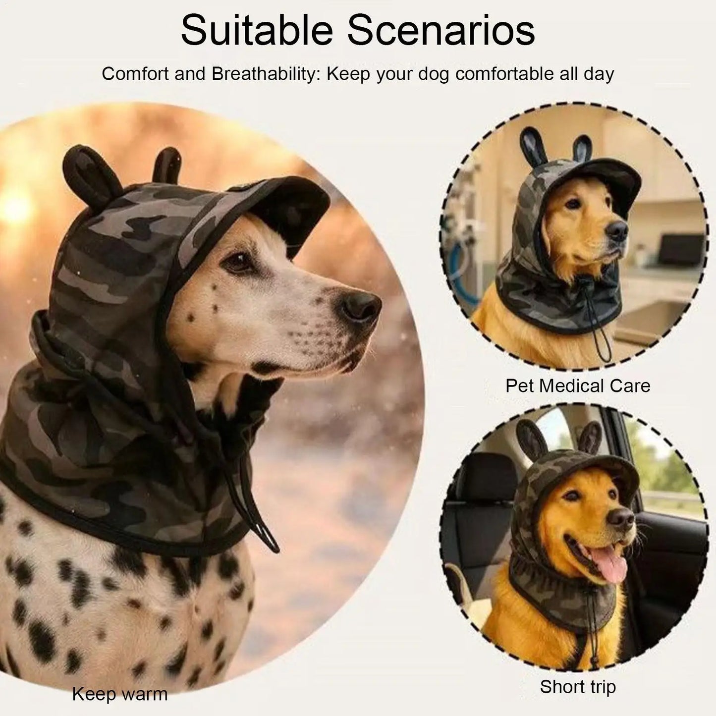 Dog Sun Hat Wide Brim Bucket Hat with Adjustable Drawstring