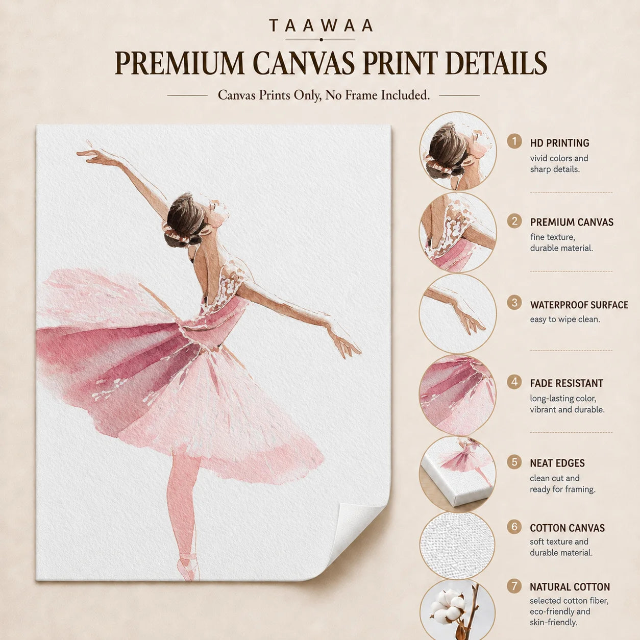 Pink Ballerina Canvas Wall Art | Nordic Ballet Dancer Poster Canvas Wall Art Peaceful Pleasures Health and Wellness