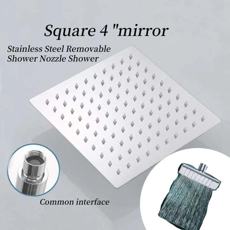 Square Stainless Steel Rainfall Shower Head – Water-Saving