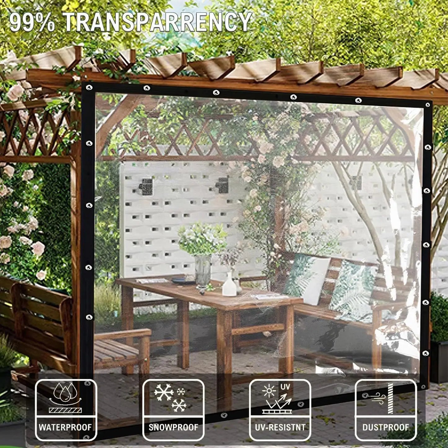 Heavy-Duty Clear PVC Waterproof Tarp | Patio Greenhouse Cover