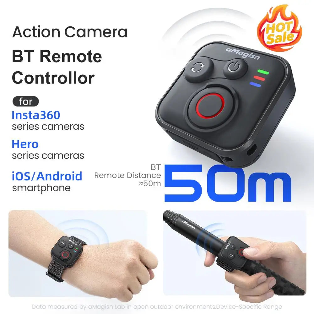 Bluetooth Remote Control + Wrist Strap for Insta360 & GoPro