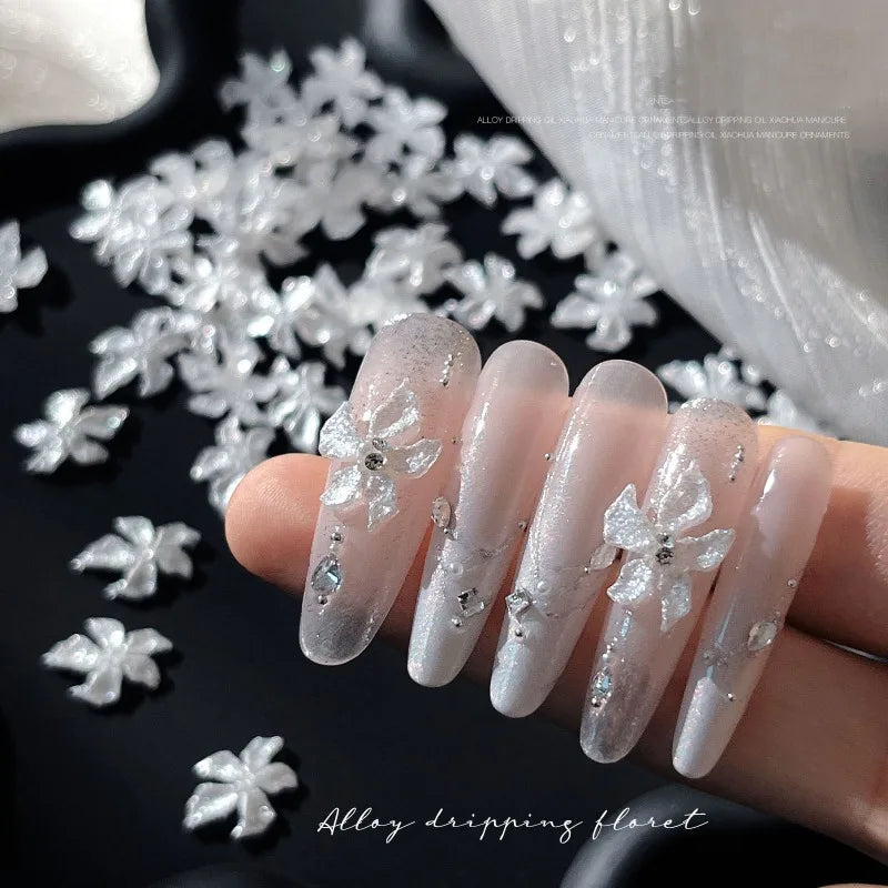 3D White Daisy Flower Nail Charms | Flat Back Resin Art Decor