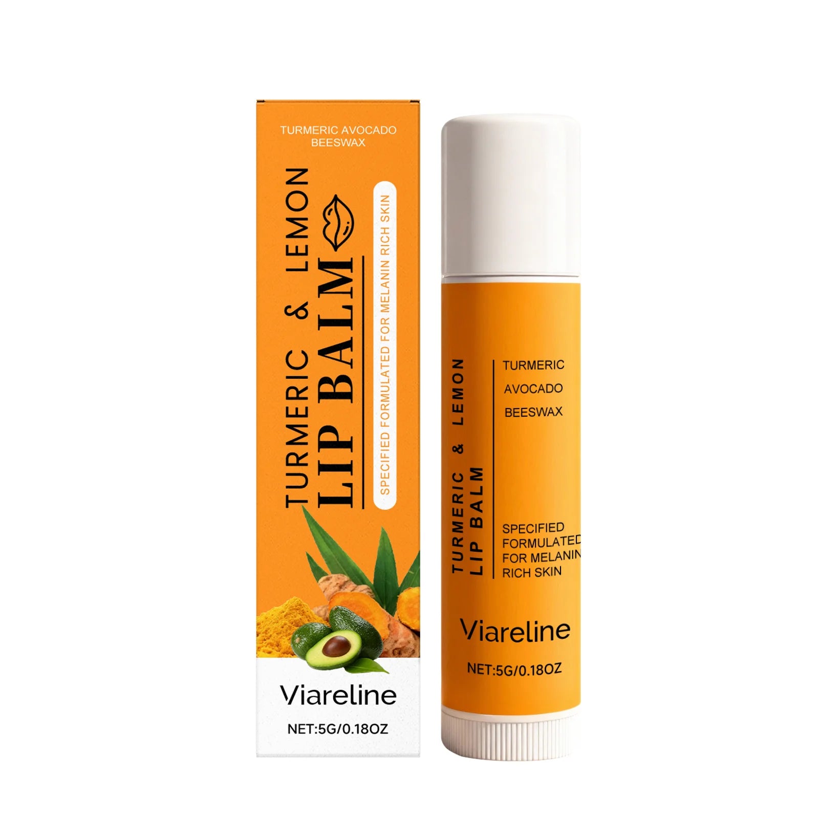 Turmeric Lemon Lip Balm Hydrating Fade Lip Lines Smooth Gloss Lighten Melanin Remove Dark Lip Dead Skin Soft Nourishing Lip Care Peaceful Pleasures Health and Wellness 5g boxed