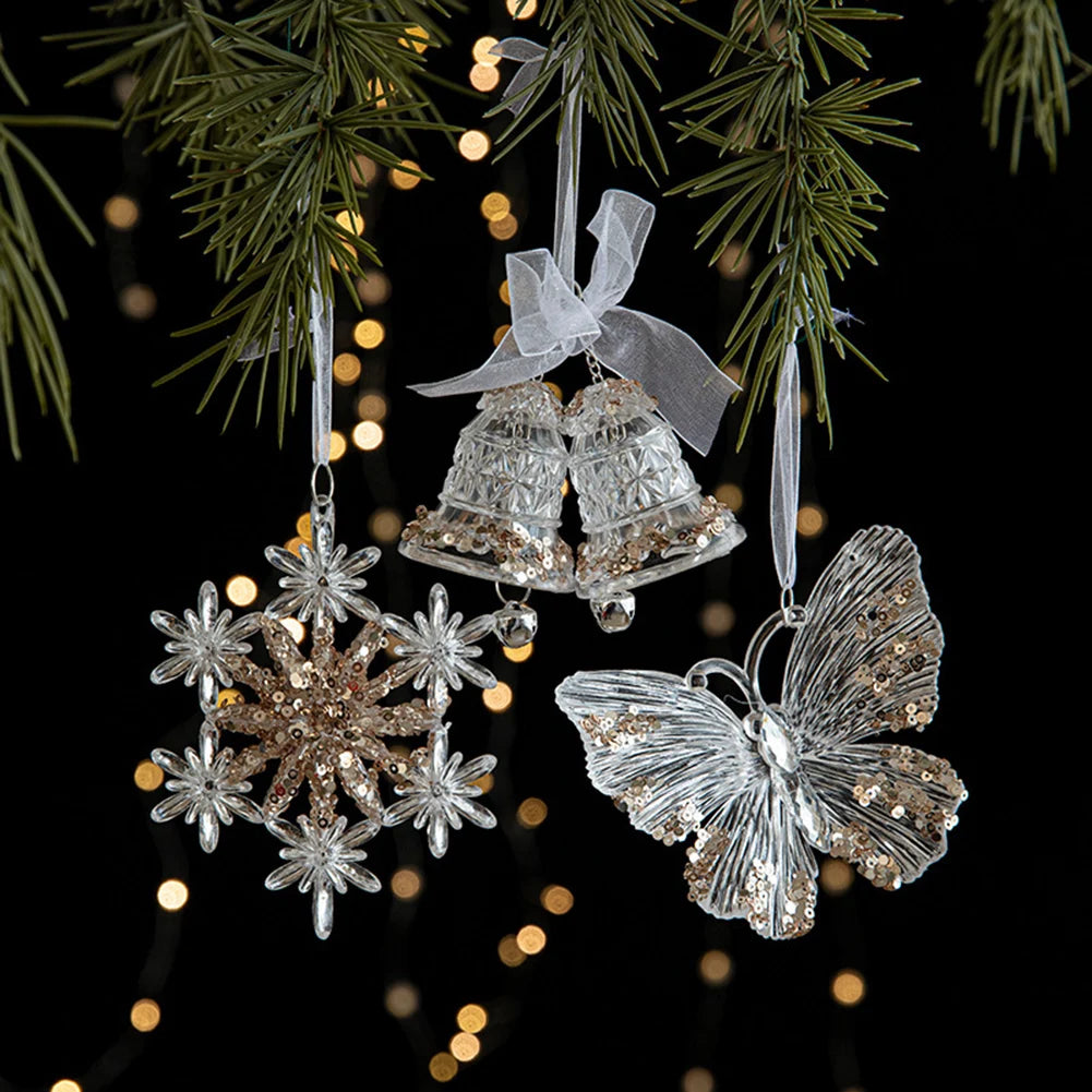 Crystal Acrylic Snowflake Christmas Tree Hanging Ornaments