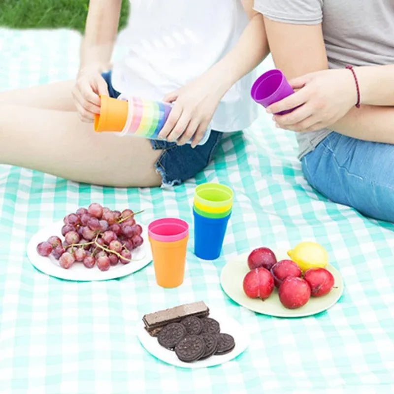 7pcs Rainbow Plastic Cups Set Reusable Water Mug Picnic Travel Trendy Funny Portable Rainbow Suit Cup Party Kids Drink Cup Peaceful Pleasures Health and Wellness