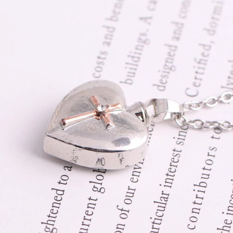 Cross Heart Cremation Urn Necklace | Ash Keepsake Pendant