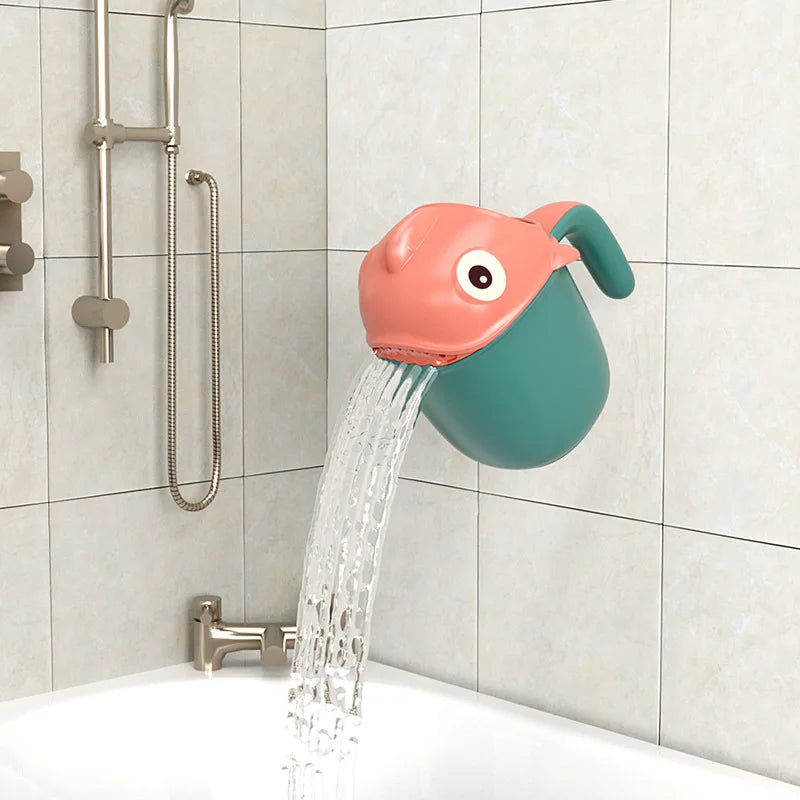 Cute Shark Baby Shower Water Scoop Kids Shower Head Rinse Cup Cartoon Bathing Toy for 0-6 Years Old Infant Toddler Accessories Peaceful Pleasures Health and Wellness