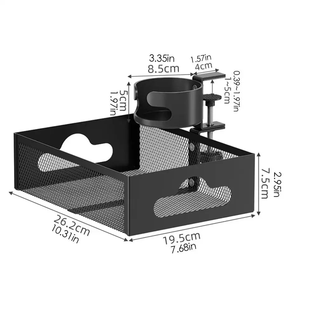 360 Degree Rotating Under Desk Storage Rack No Drill High Load Capacity Desktop Stationery Shelf Multifunctional Carbon Steel Peaceful Pleasures Health and Wellness