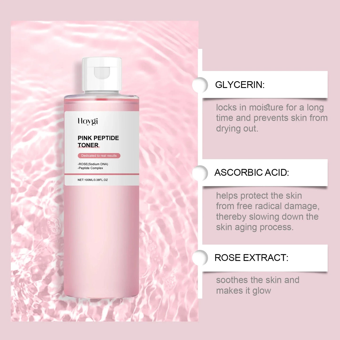 Hoygi Rose Peptide Toner – Brightening & Hydrating 100ml