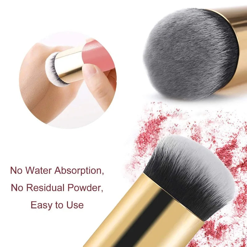 1PC Chubby Kabuki Makeup Brush - Multi-Use Foundation & Powder Brush for Liquid/Cream/Cosmetics, Travel-Friendly Soft Bristles Peaceful Pleasures Health and Wellness