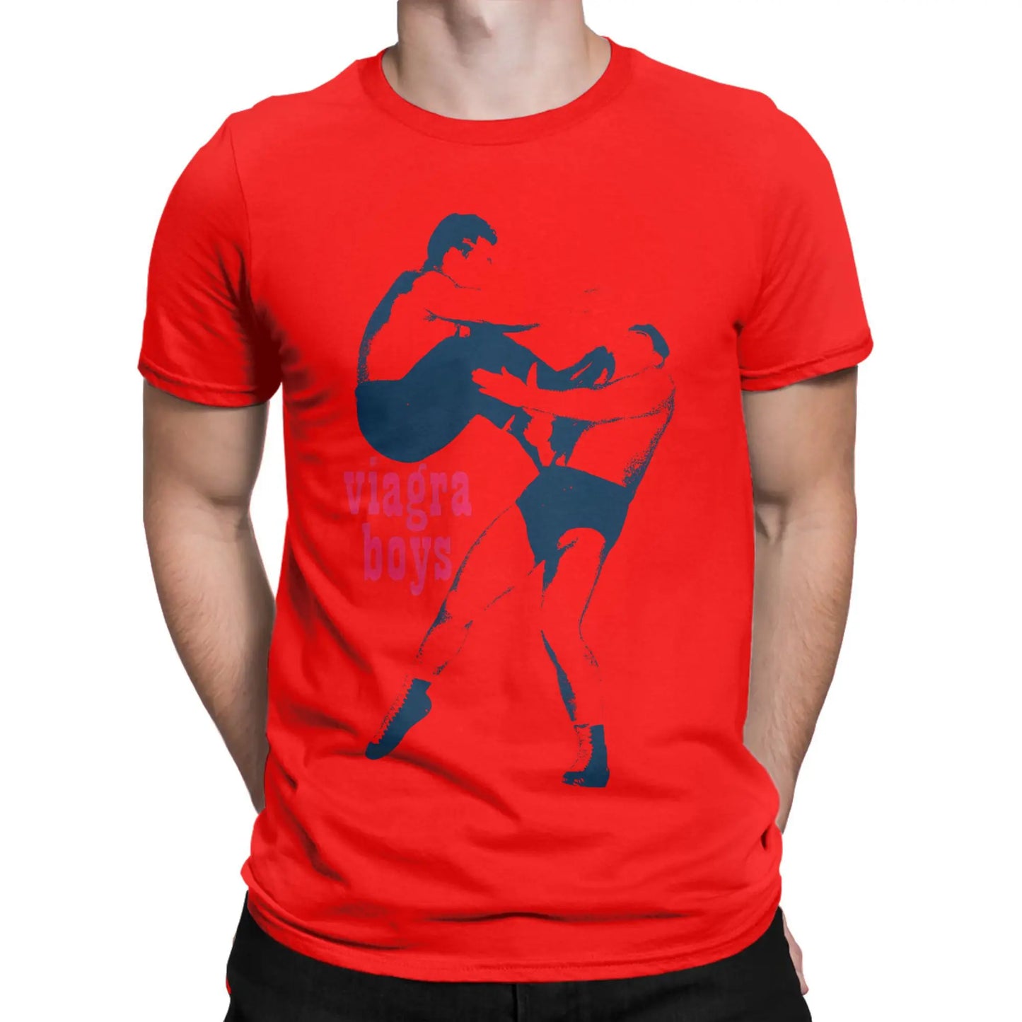 Viagra Boys T-Shirts Men Rock Leisure 100% Cotton Tee Shirt O Neck Short Sleeve T Shirt Gift Idea Clothes Peaceful Pleasures Health and Wellness Red XXL