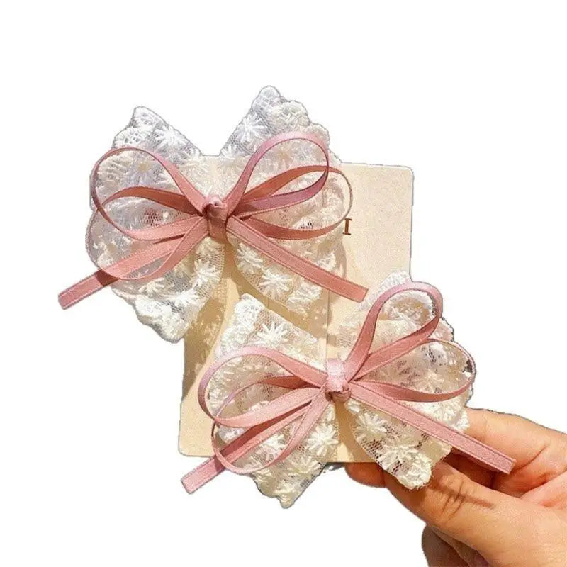 Lace Baby Hair Bows Hairpins – No-Slip Barrettes for Girls 2pc