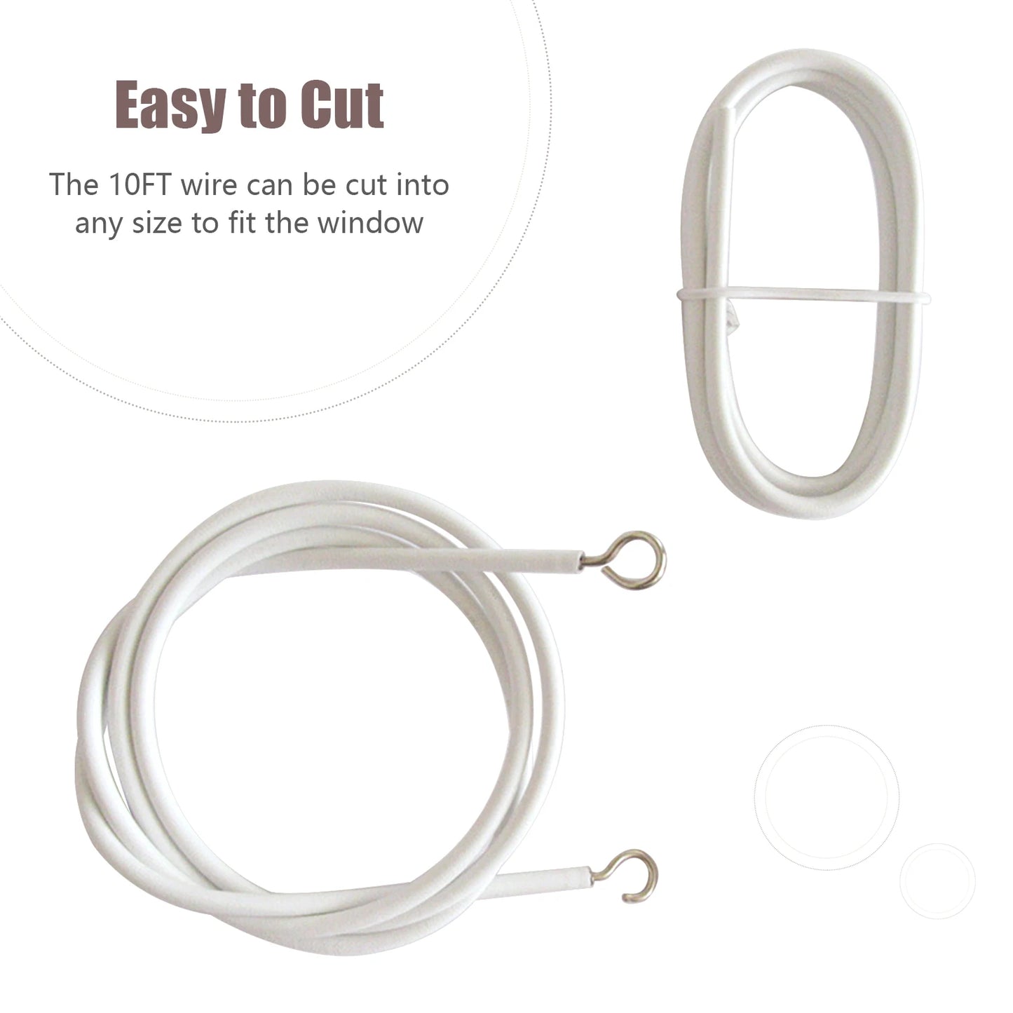 10FT Curtain Wire With 4 Hooks DIY Curtain Rod Picture Hanging Wire Wire Hanging Cord Picture Hanging Wire Peaceful Pleasures Health and Wellness