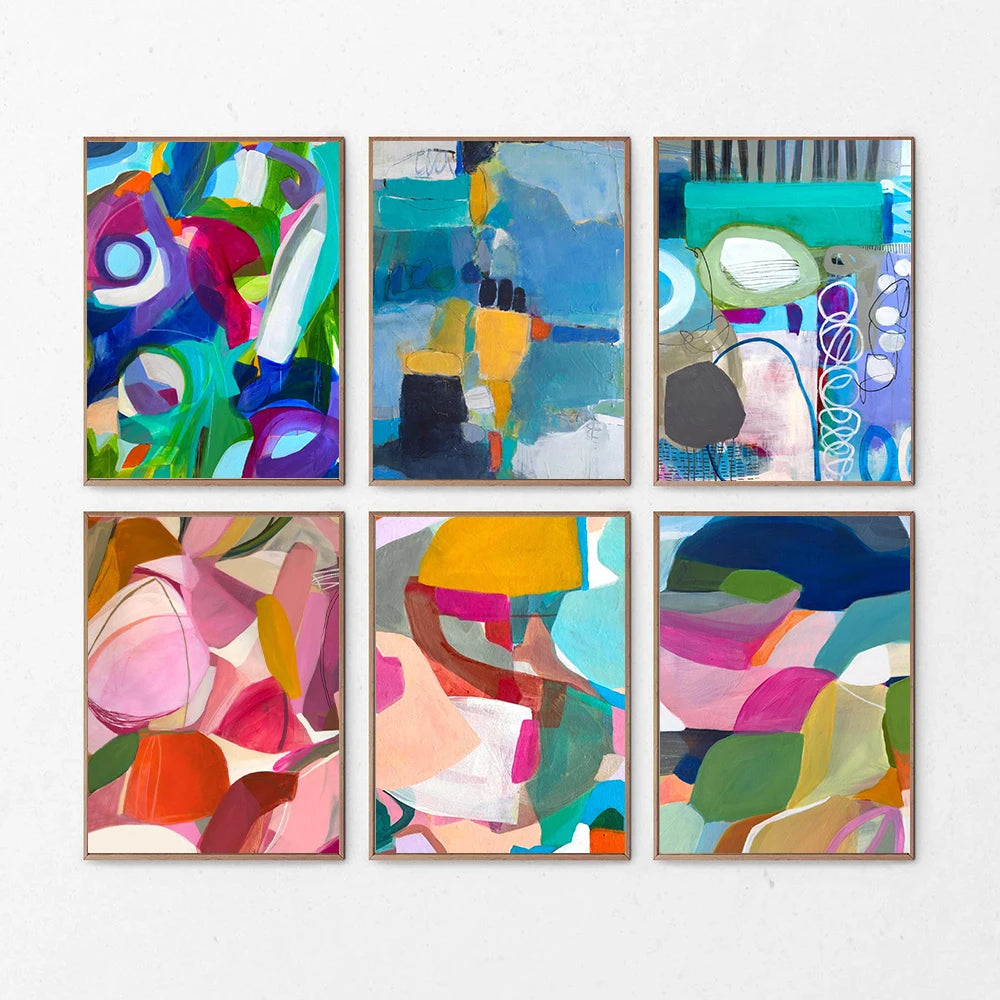 Bold Abstract Blue-Green Purple Pink Vibrant Graffiti Color Block Art Poster Canvas Print Modern Bedroom Gallery Wall Decoration Peaceful Pleasures Health and Wellness