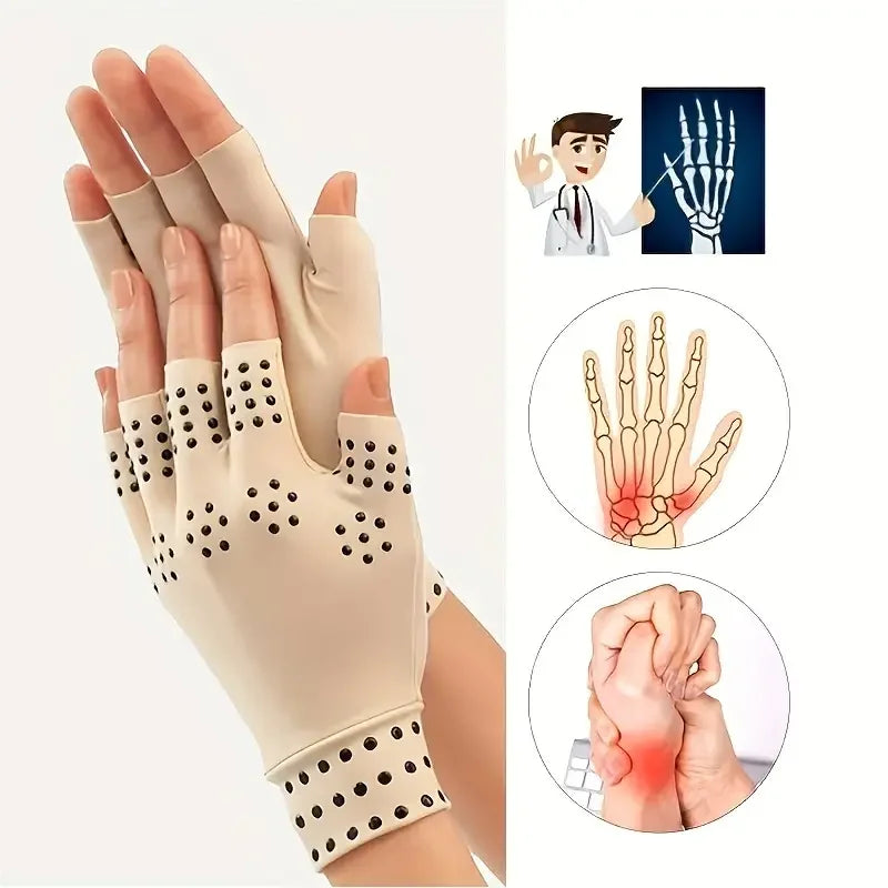 1Pair Magnetic Compression Arthritis Gloves - Wrist Brace & Anti-Slip Fingerless Hand Care Gloves For Women & Men Peaceful Pleasures Health and Wellness