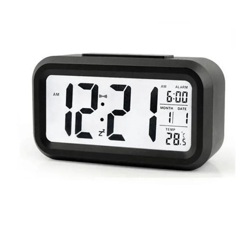 Digital LCD Alarm Clock with Calendar Thermometer Peaceful Pleasures Health and Wellness Black