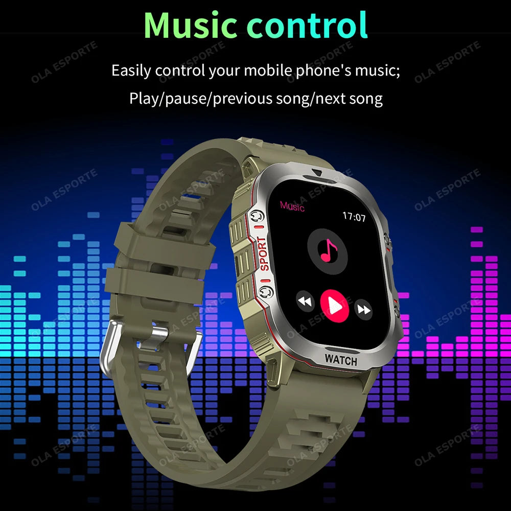 Rugged Military Smart Watch Flashlight Sport Watch for Men Women Inifnite Screen Heart Rate Monitor Multiple Sport Outdoor Watch Peaceful Pleasures Health and Wellness