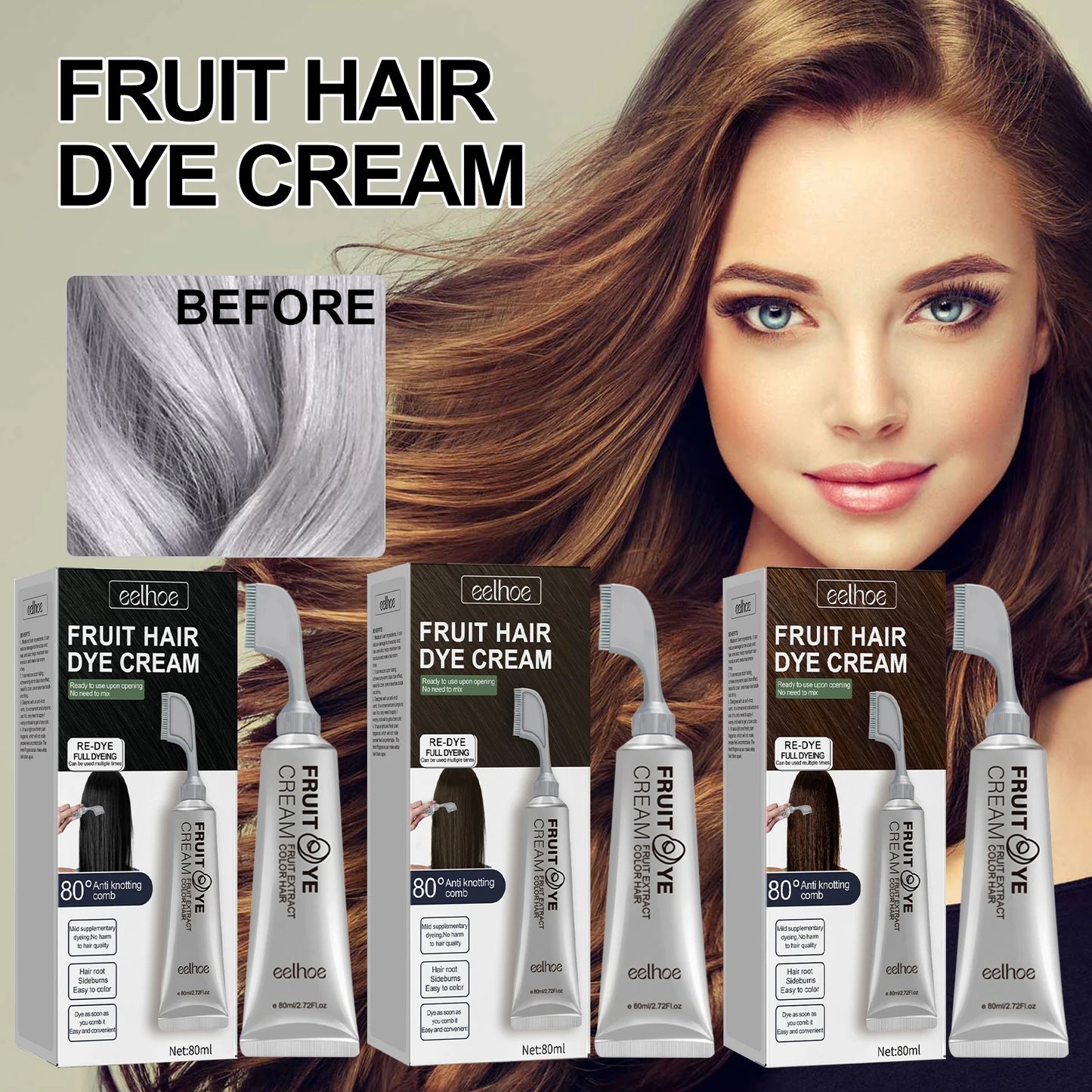 Fruit Hair Dye Cream Quick Coloring Enhance Hair Shine Nourishing Promote Hair Growth Moisturizing Black Hair Hairdressing Cream Peaceful Pleasures Health and Wellness