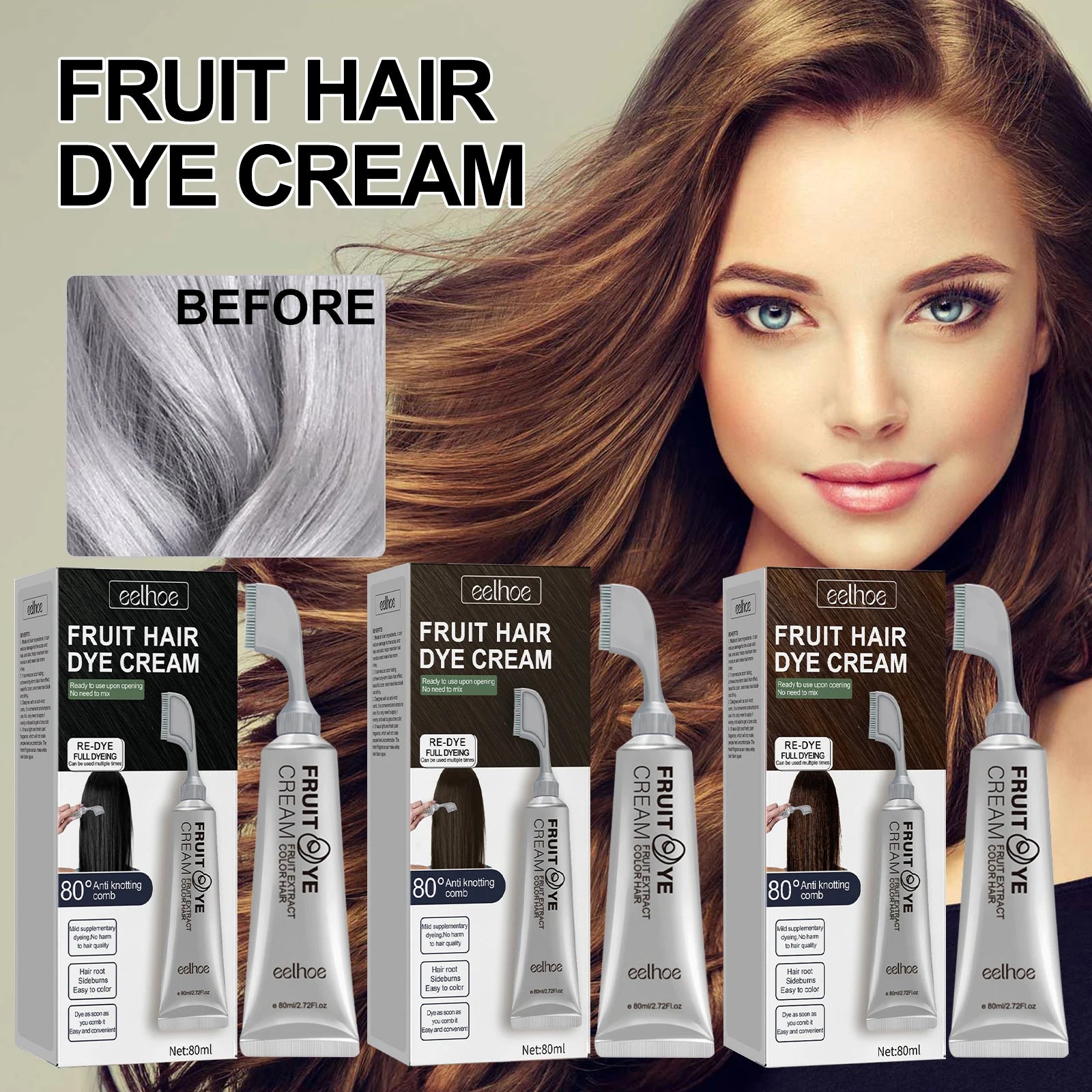 Fruit Hair Dye Cream Quick Coloring Enhance Hair Shine Nourishing Promote Hair Growth Moisturizing Black Hair Hairdressing Cream Peaceful Pleasures Health and Wellness
