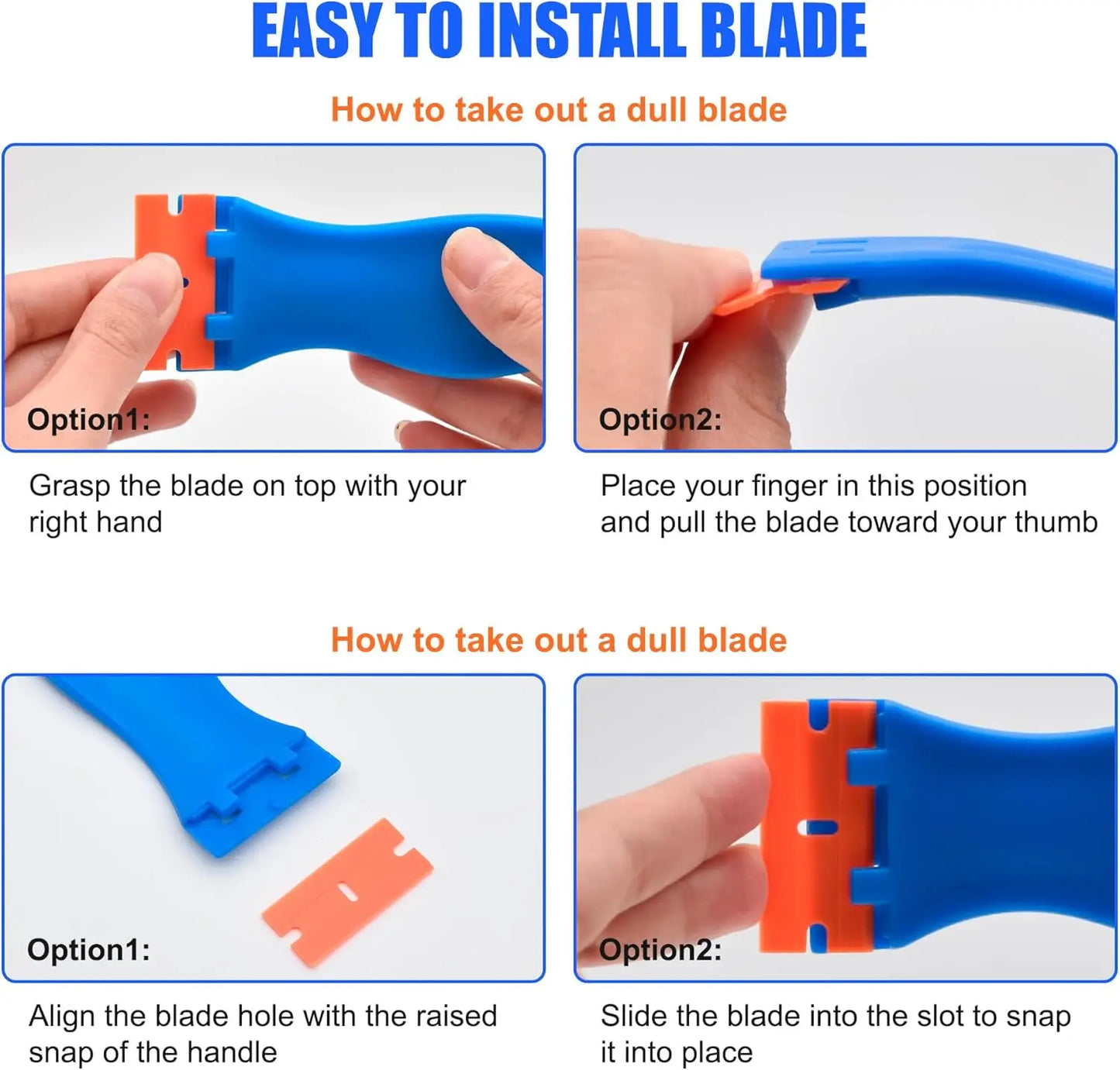 4-Pack Plastic Razor Blade Scraper Set – 50 Blades, Scratch-Free