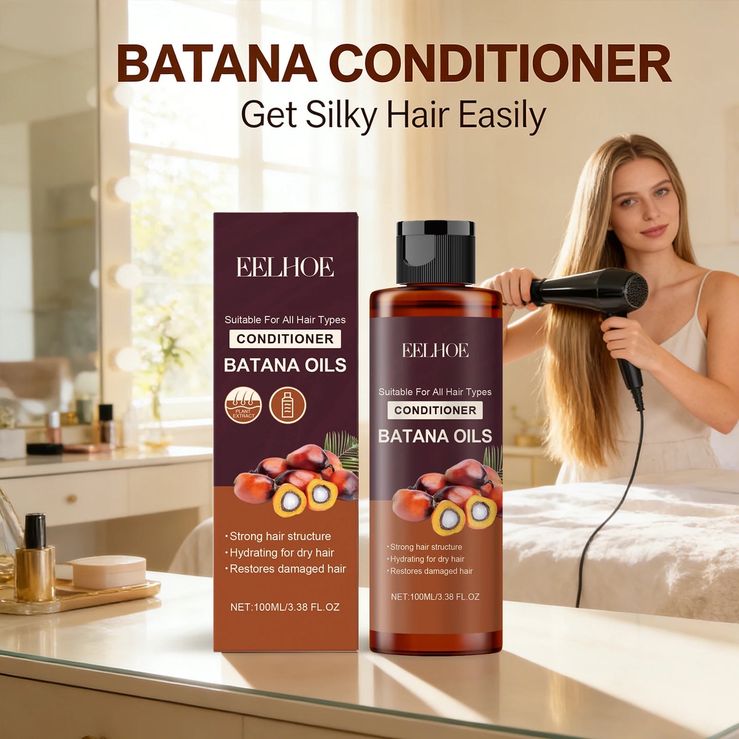Eelhoe Batana Oil Hair Conditioner for Dry & Frizzy Hair 100ml Hair Conditioner Peaceful Pleasures Health and Wellness