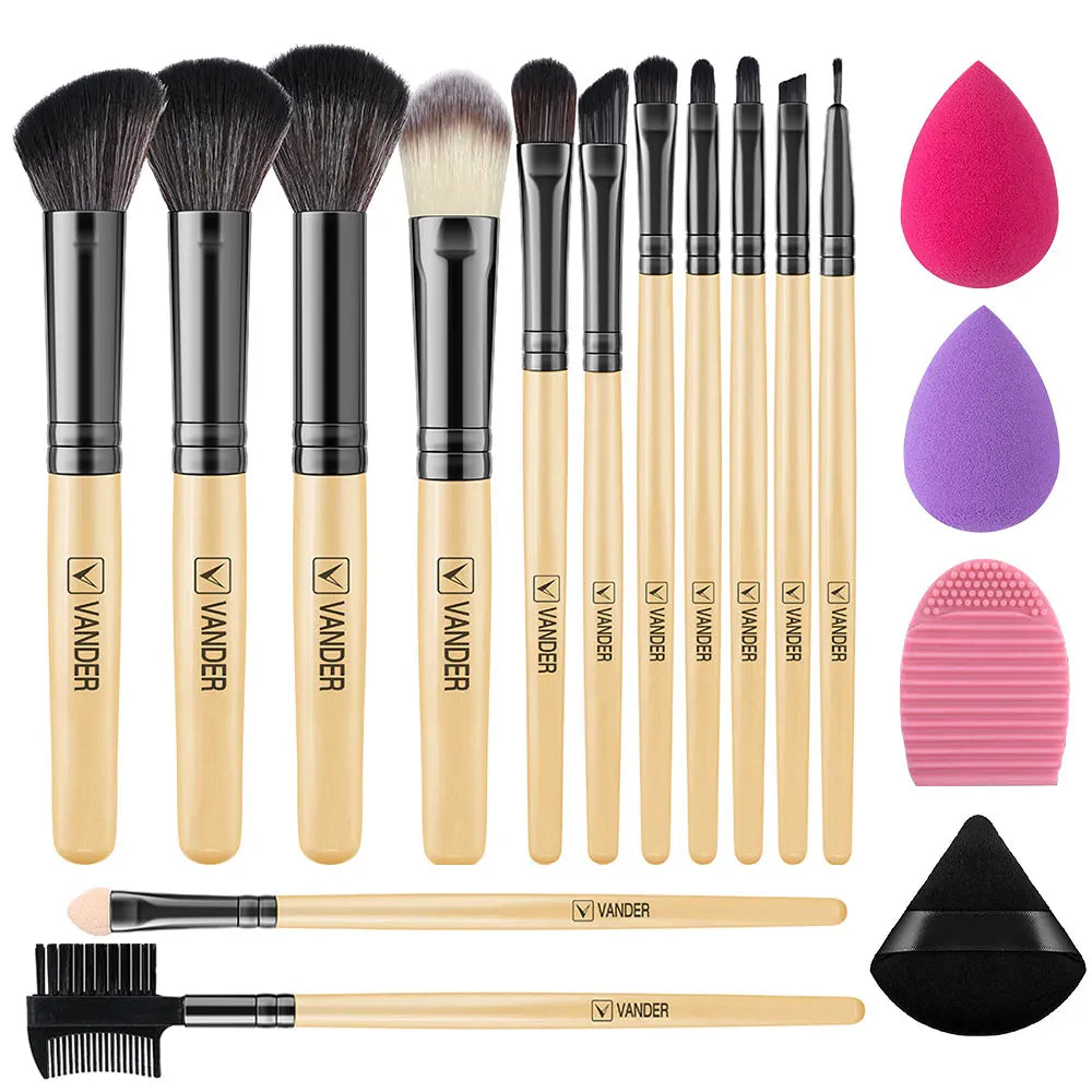 Soft Fluffy Makeup Brush & Sponge Set – Blush, Eye & Foundation