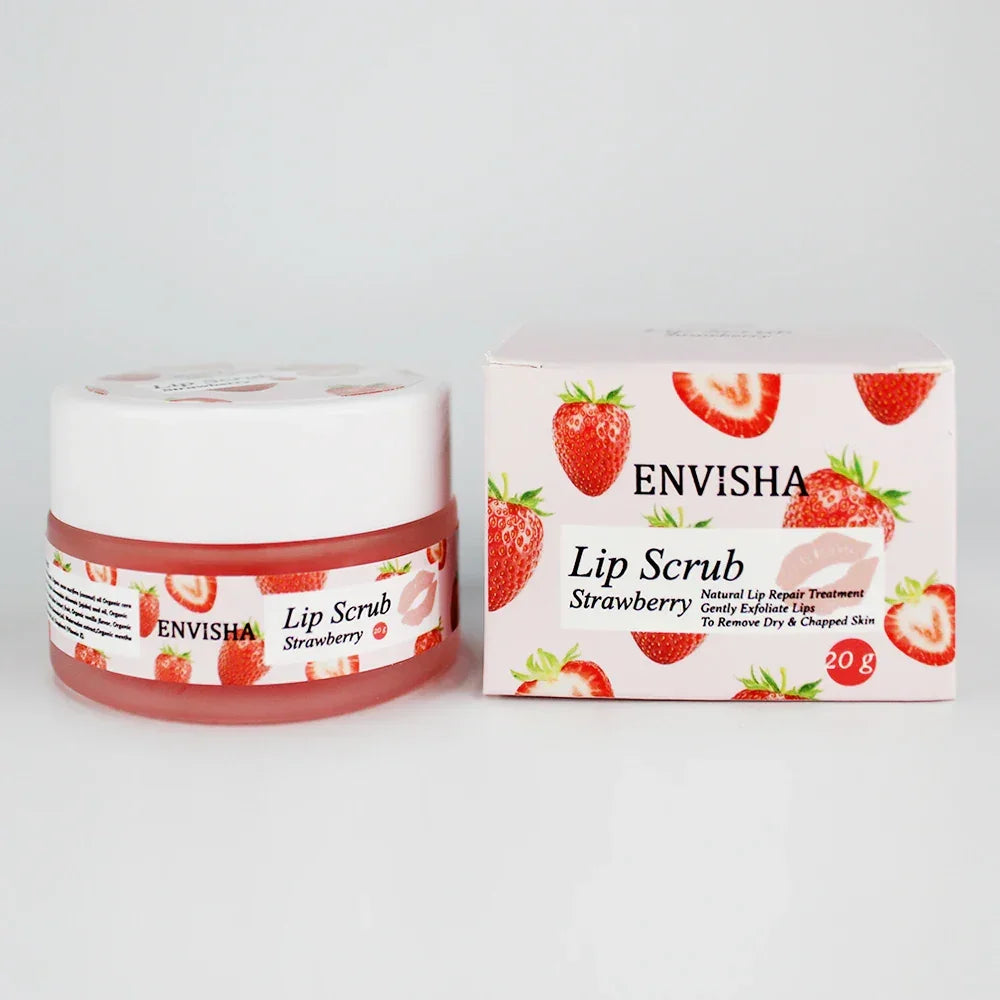 ENVISHA Strawberry Lip Scrub & Balm – Exfoliate & Moisturize Peaceful Pleasures Health and Wellness