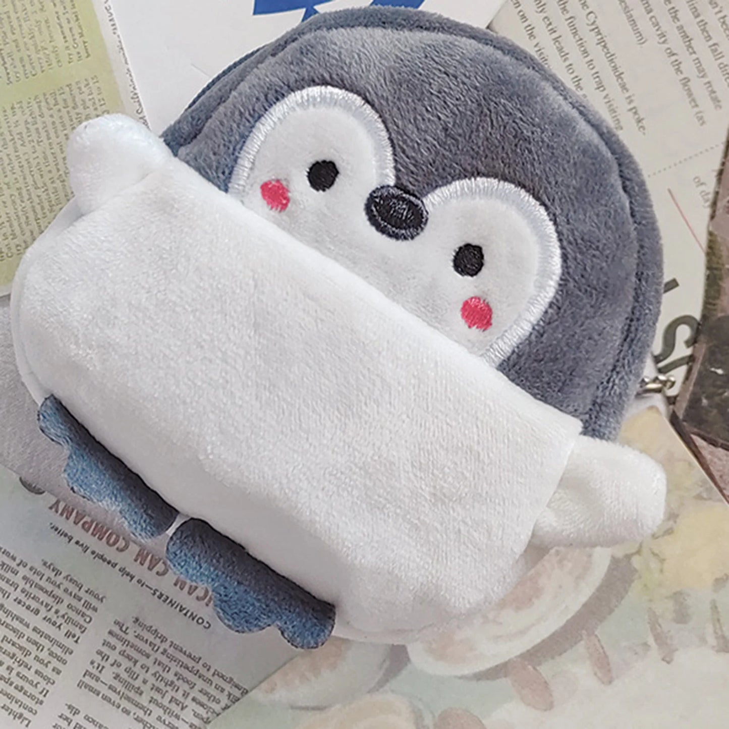 Women's Coin Purse Mini Pouch Sweet Plush Penguin Purse Small Zipper Pouch for Women Girls on Valentine's Day Peaceful Pleasures Health and Wellness