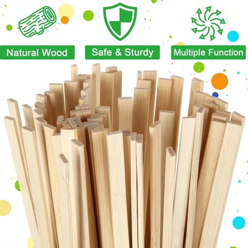 10-Pack Wide Flat Wooden Craft Sticks for DIY & Paint Projects