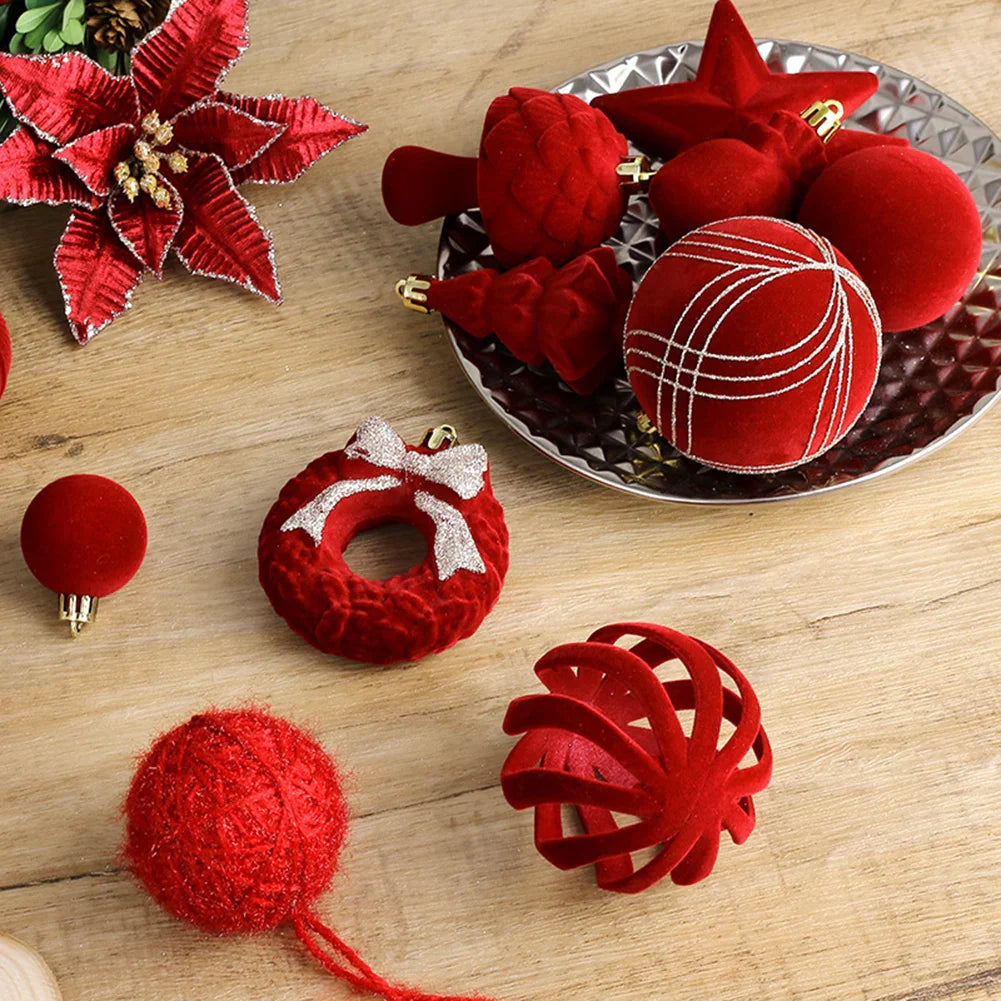 38-Piece Velvet Christmas Ball Ornament Set – Mixed Colors