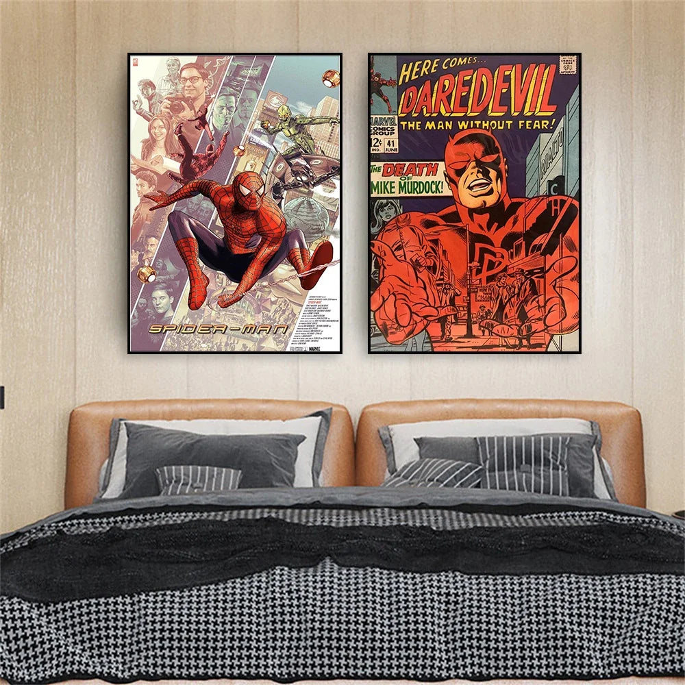 Daredevil Poster Superhero Daredevil Poster Comics Art Canvas Painting Minimalist Vintage Movie Art Print Bedroom Decor Peaceful Pleasures Health and Wellness