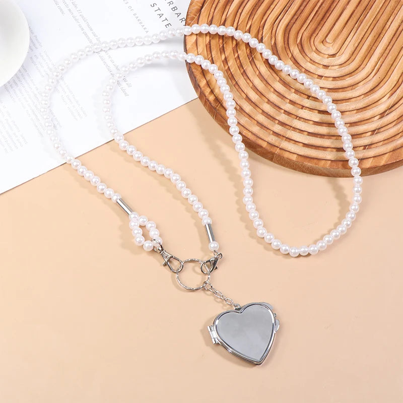 Pearl Chain Necklace & Bag Strap | Heart Pendant, 100cm