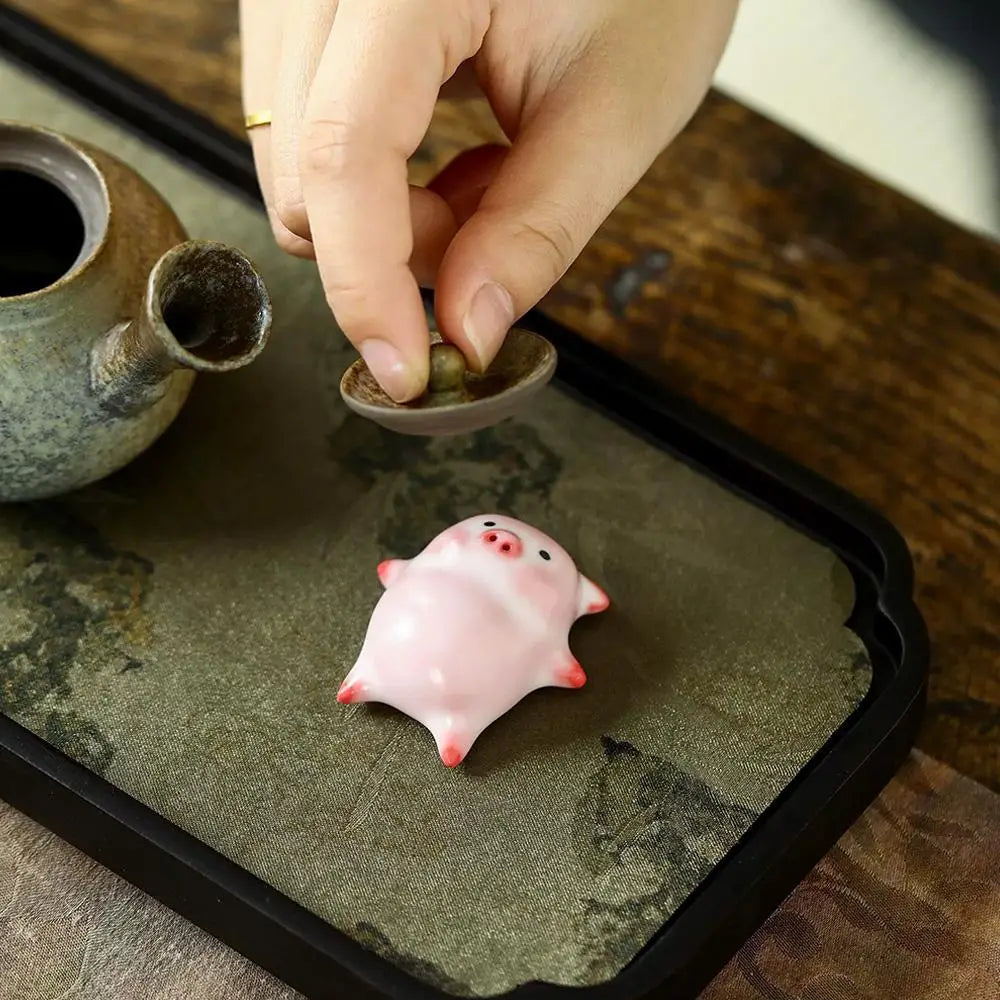 Ceramic Spitting Bubble Pig Tea Making Pets Fun Lying Flat Pig Spitting Bubbles Cartoon Ceramic Cup Tea Set Decoration Peaceful Pleasures Health and Wellness