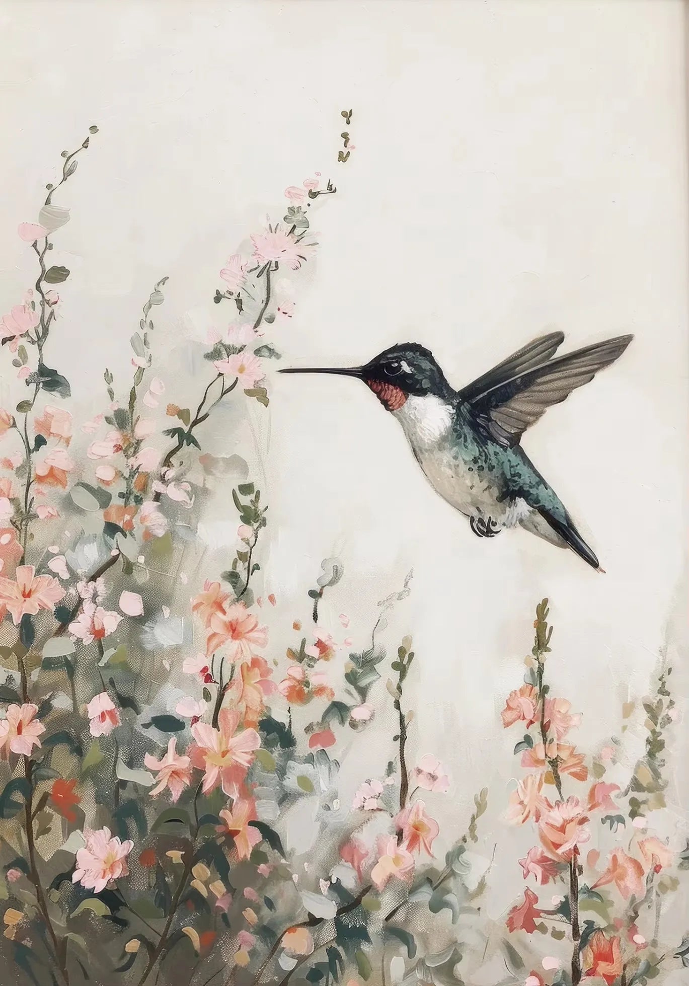 Vintage Spring Wildflowers Canvas Wall Art – Roses & Swans