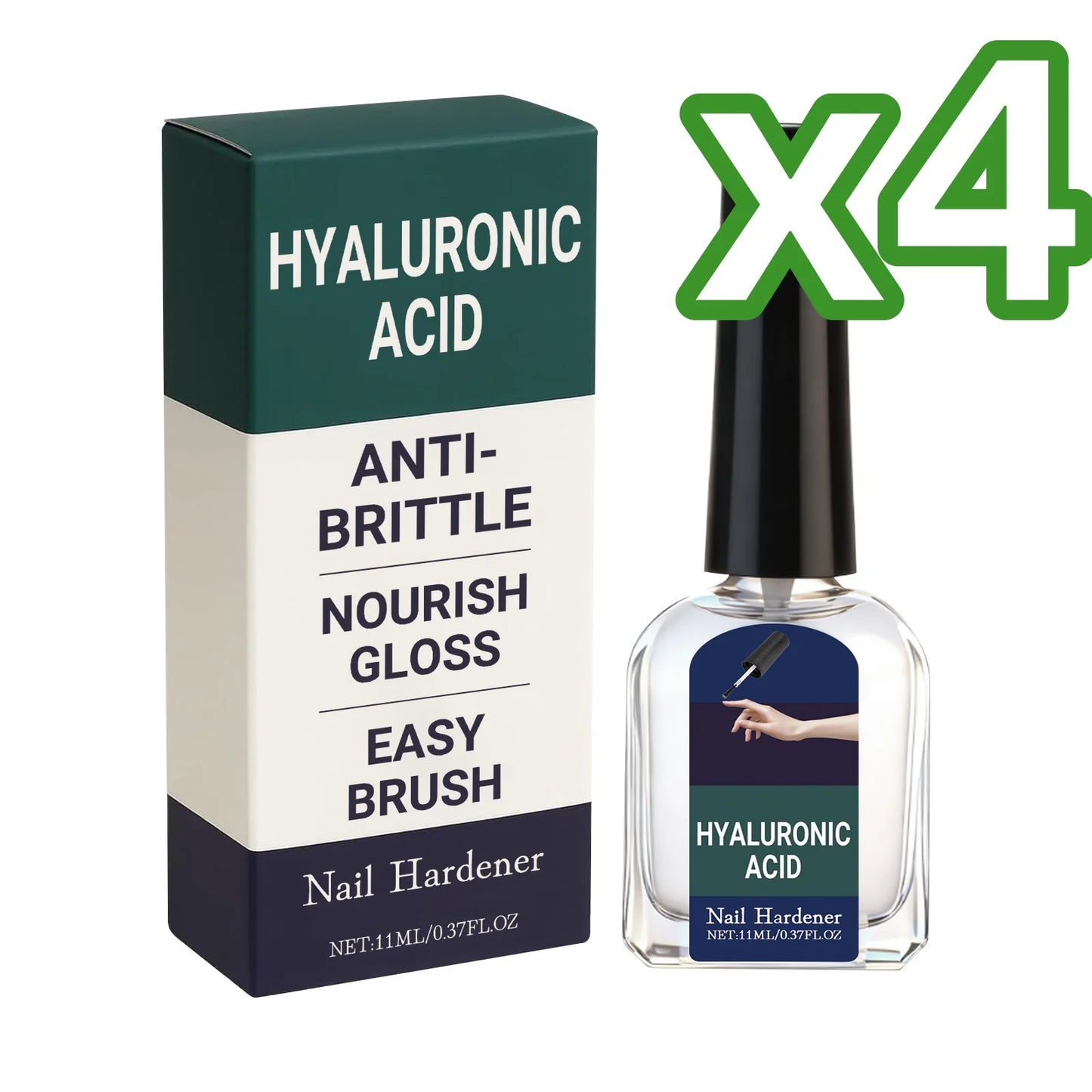 Hyaluronic Acid Nail Strengthening Drops Nourish Brittle Hands Feet Nails Repair Breakage Boost Nails Gloss Growth Nail Hardener Peaceful Pleasures Health and Wellness 11ml Boxed x4PCS