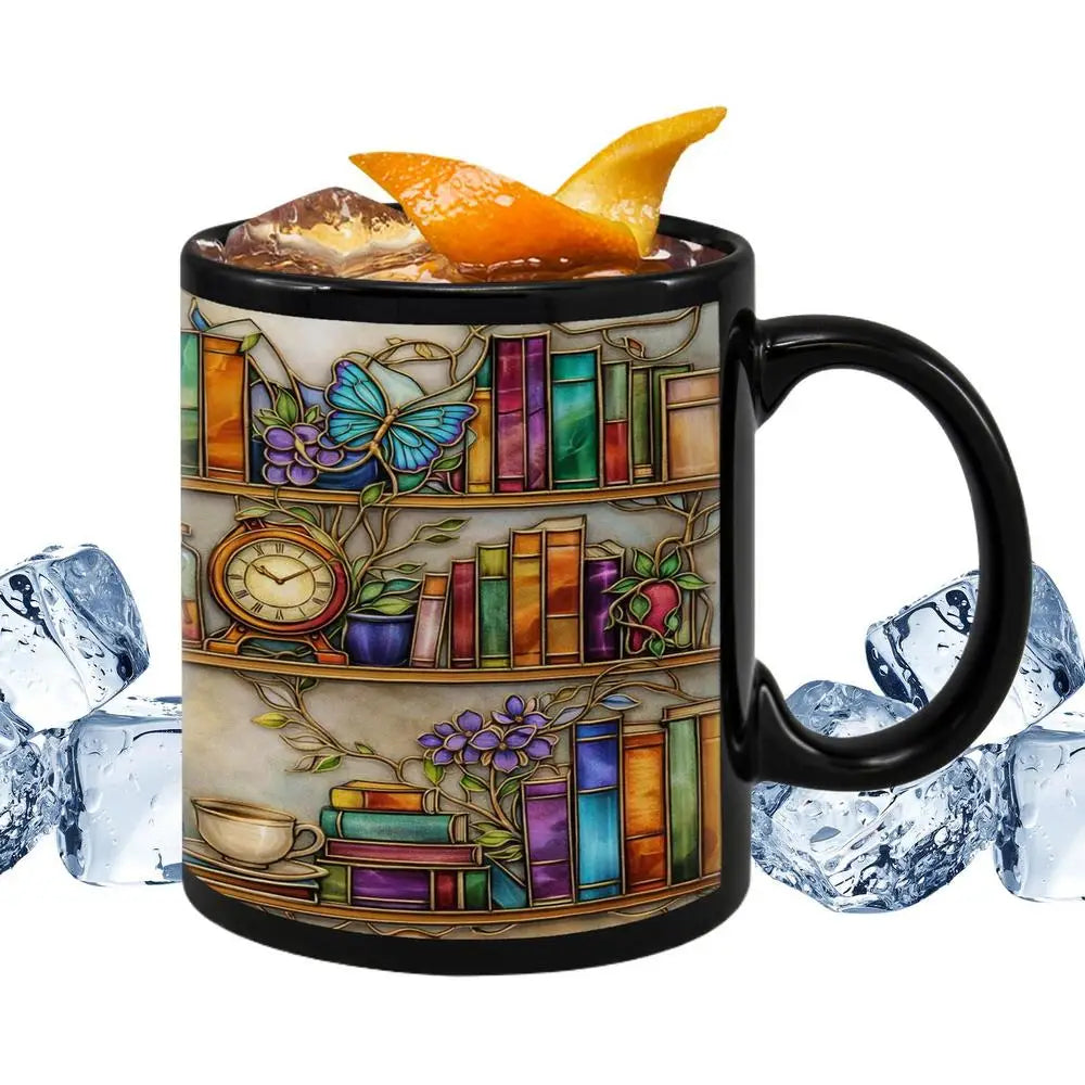 Ceramic Mug Heat-Resistant Drinkware 350ml Ceramic Cup for Book Lovers for Chocolate Tea Water Juice Home Dorm Hotel Apartment Peaceful Pleasures Health and Wellness A CN