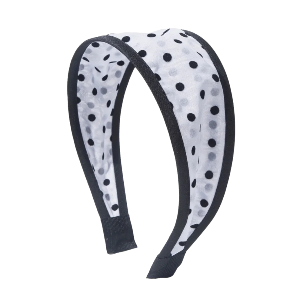 Polka Dot Mesh Wide Headband – Soft Non-Slip Hair Hoop Women Wide Hair Headband Peaceful Pleasures Health and Wellness Grey